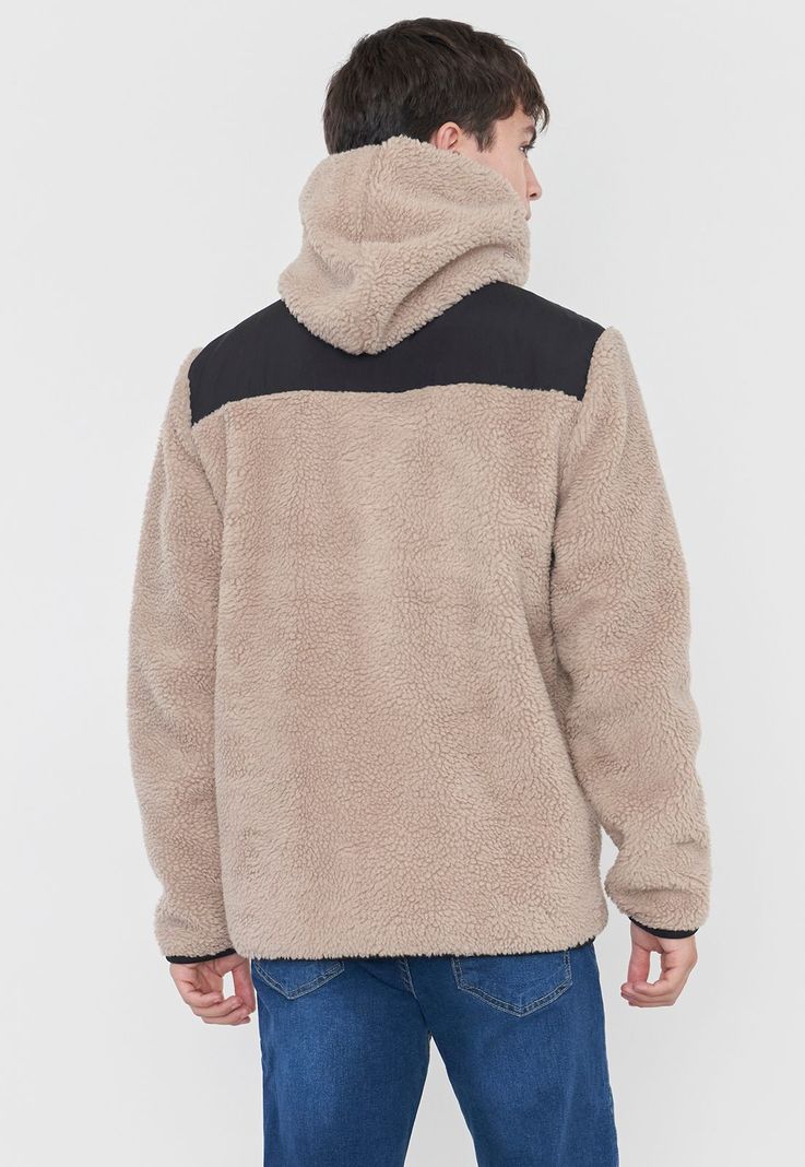 Casaca Hombre Sherpa Hoodie Ecru Corona-1