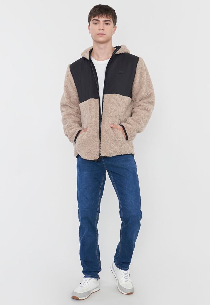 Casaca Hombre Sherpa Hoodie Ecru Corona-3