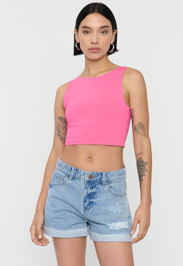 Peto Mujer Halter Espalda Baja Fucsia Corona-0