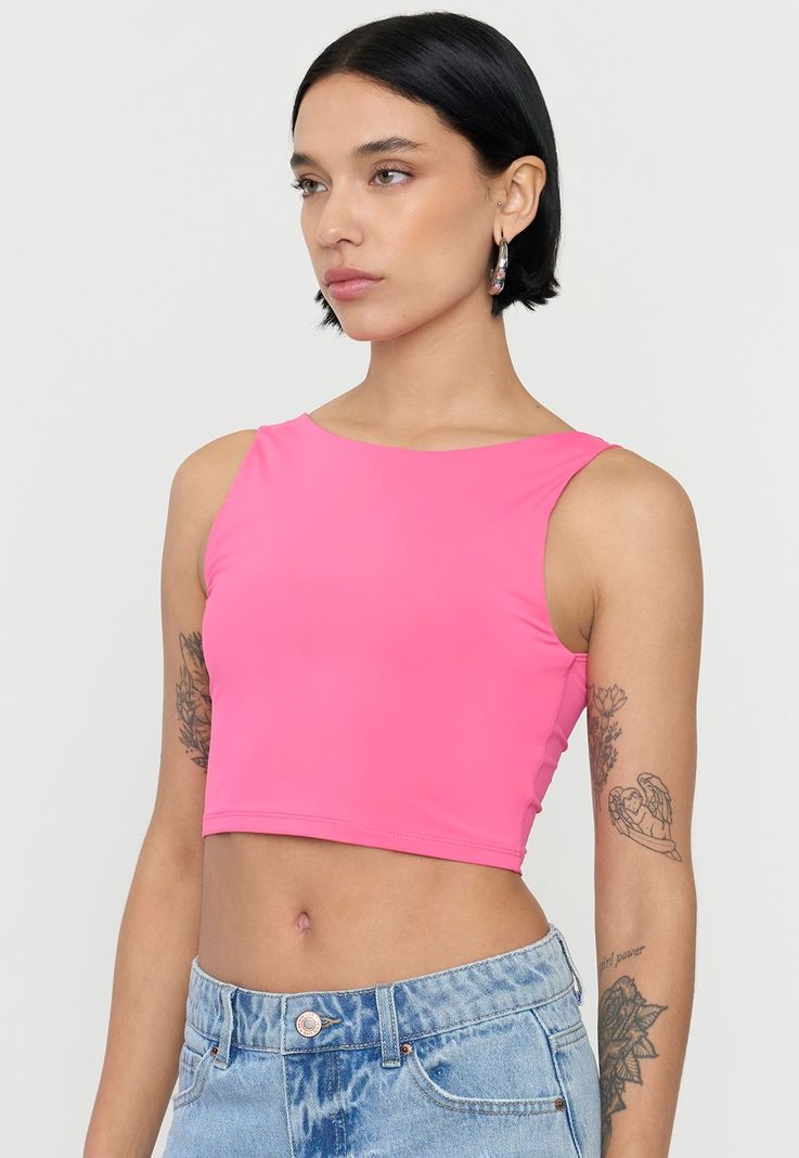 Peto Mujer Halter Espalda Baja Fucsia Corona-2