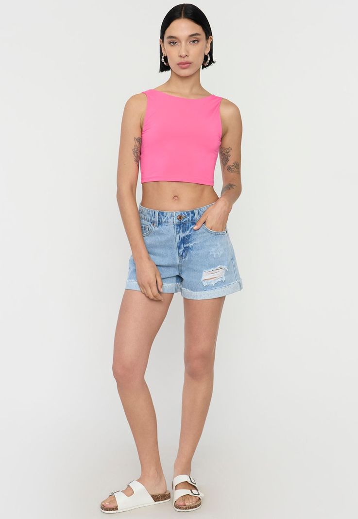 Peto Mujer Halter Espalda Baja Fucsia Corona-3