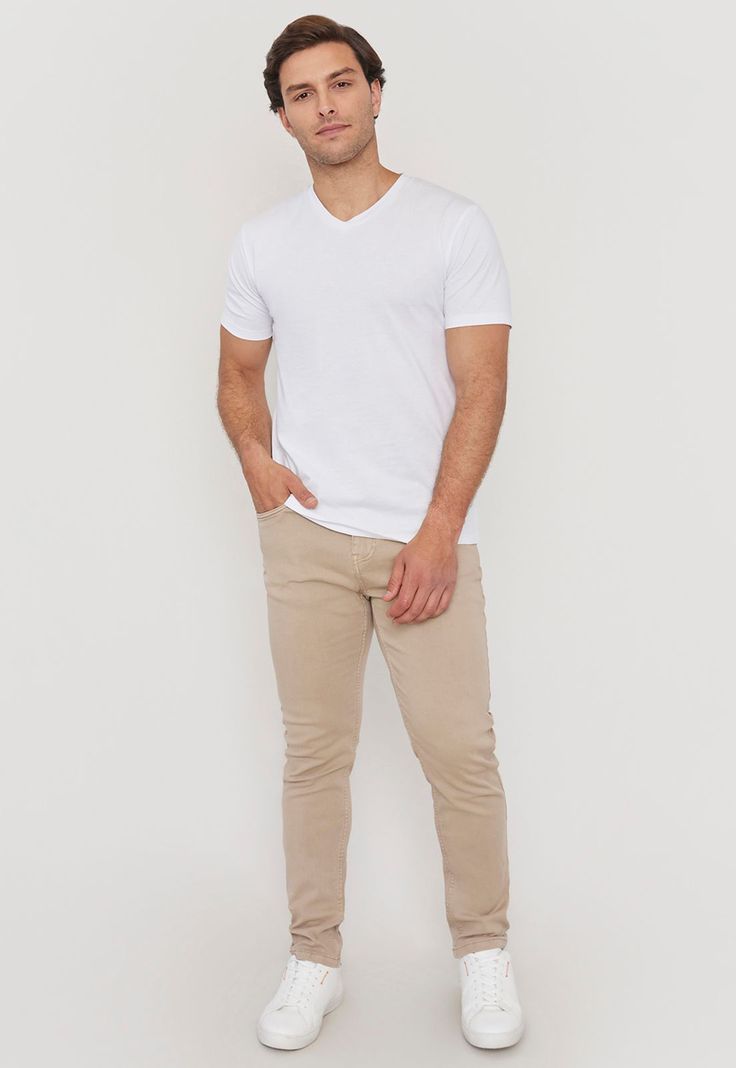 Pantalón Hombre Slim Fit Camel 5 Pocket Corona-0