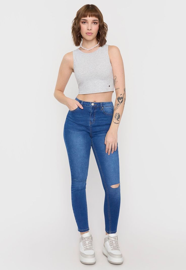 Jeans Mujer Skinny Roturas Azul Oscuro Corona-0