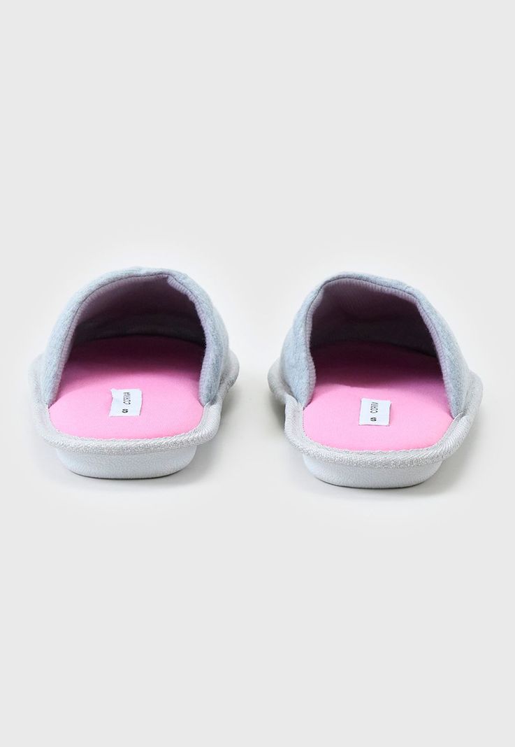 Pantufla Mujer Lurex Gris Corazones Corona-3