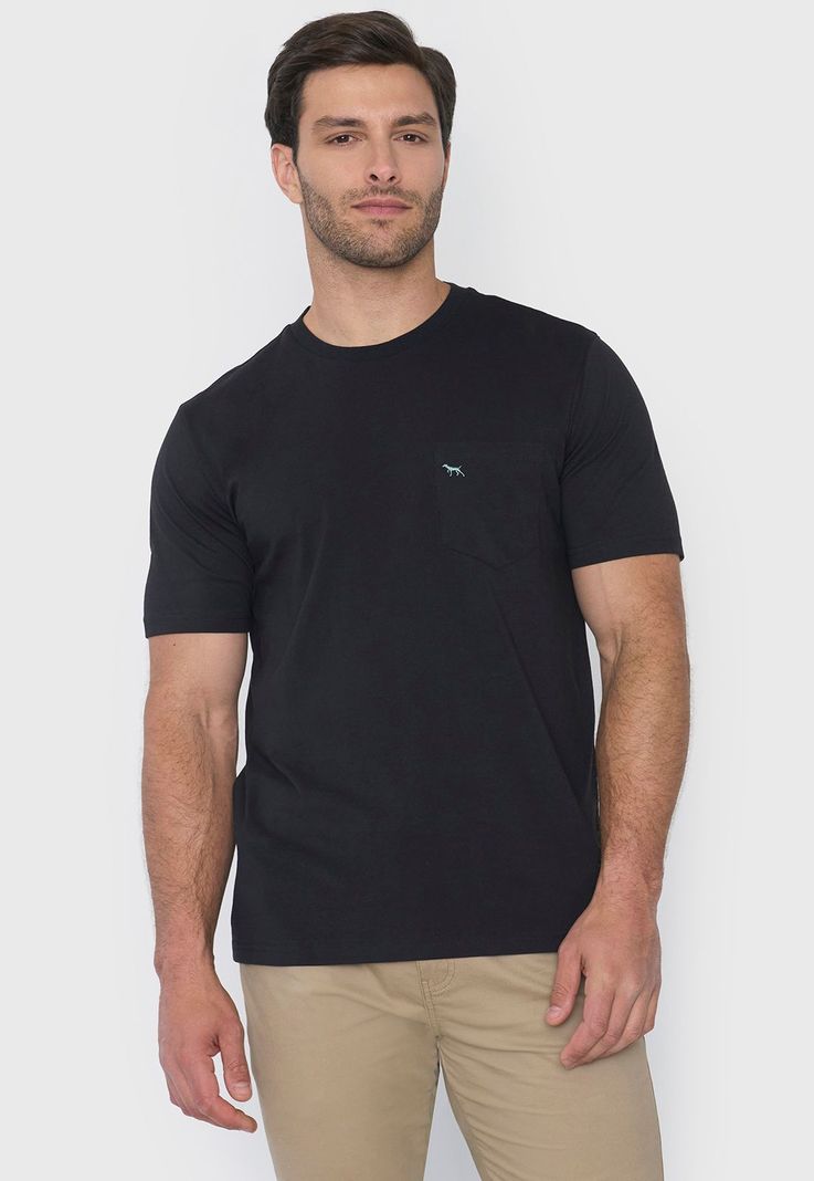 Polera Hombre Cneck Bolsillo Color Negro Corona-0