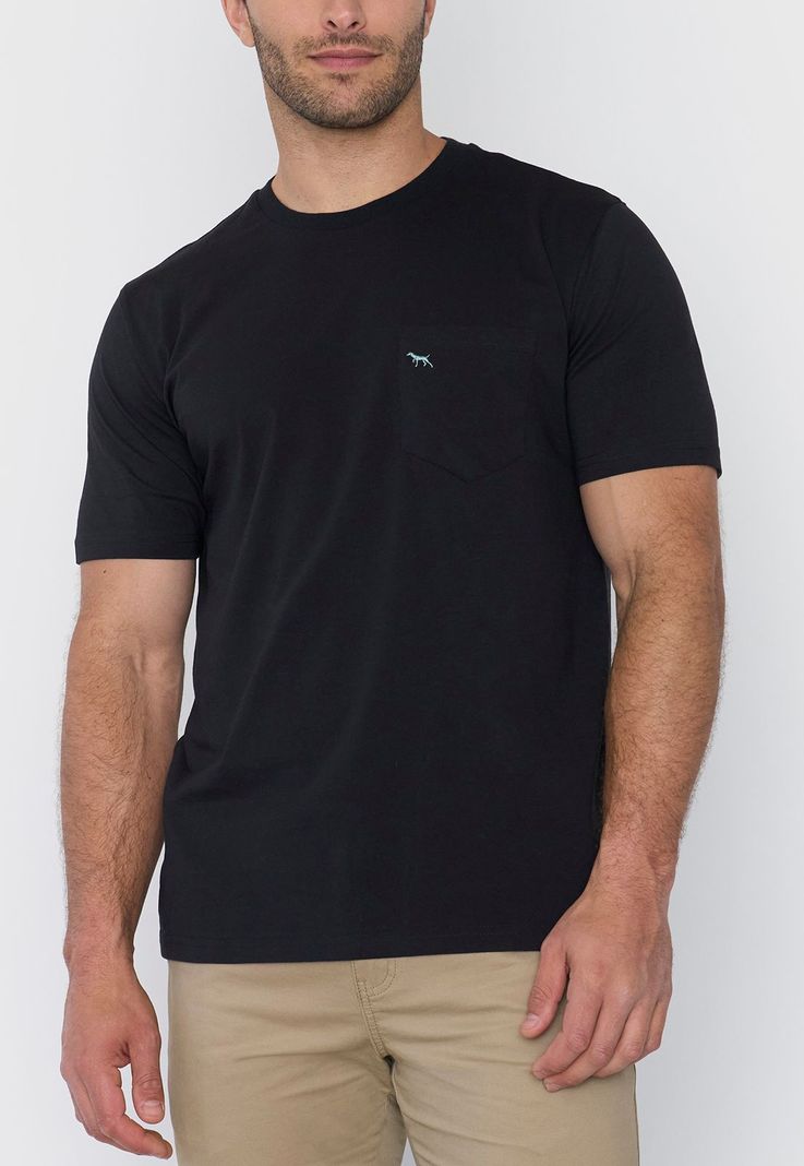 Polera Hombre Cneck Bolsillo Color Negro Corona-2
