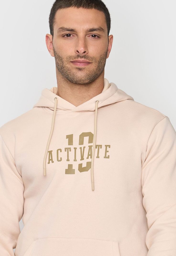 Polerón Hombre Deportivo Canguro Beige Corona-2
