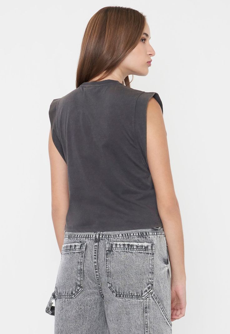 Polera Mujer Manga Vuelos Gris Corona-1