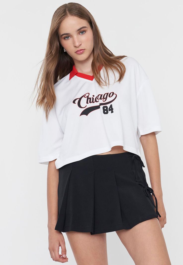 Falda Mujer Short Tableada Negro Corona-0