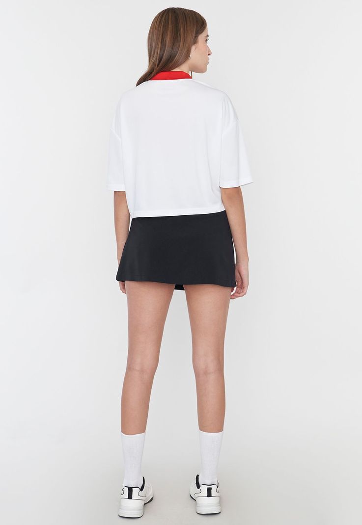 Falda Mujer Short Tableada Negro Corona-2