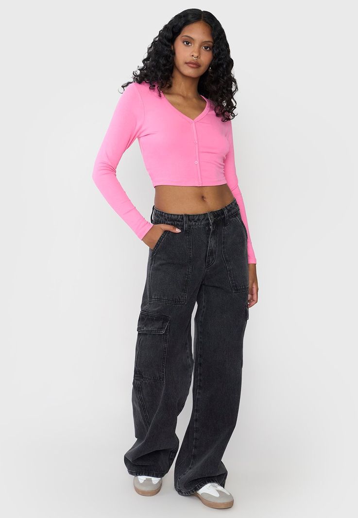 Polera Mujer Manga Larga Broches Color Rosado Corona-3
