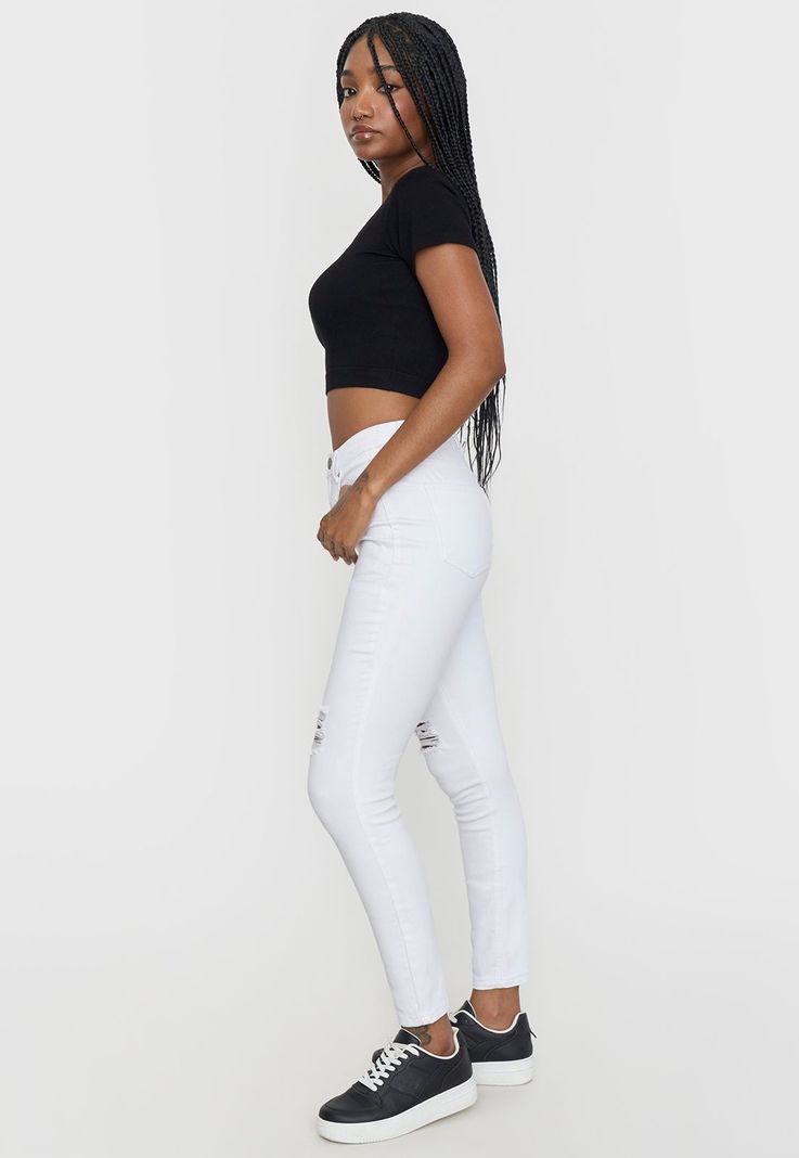 Jeans Mujer Skinny Roturas Blanco Corona-3