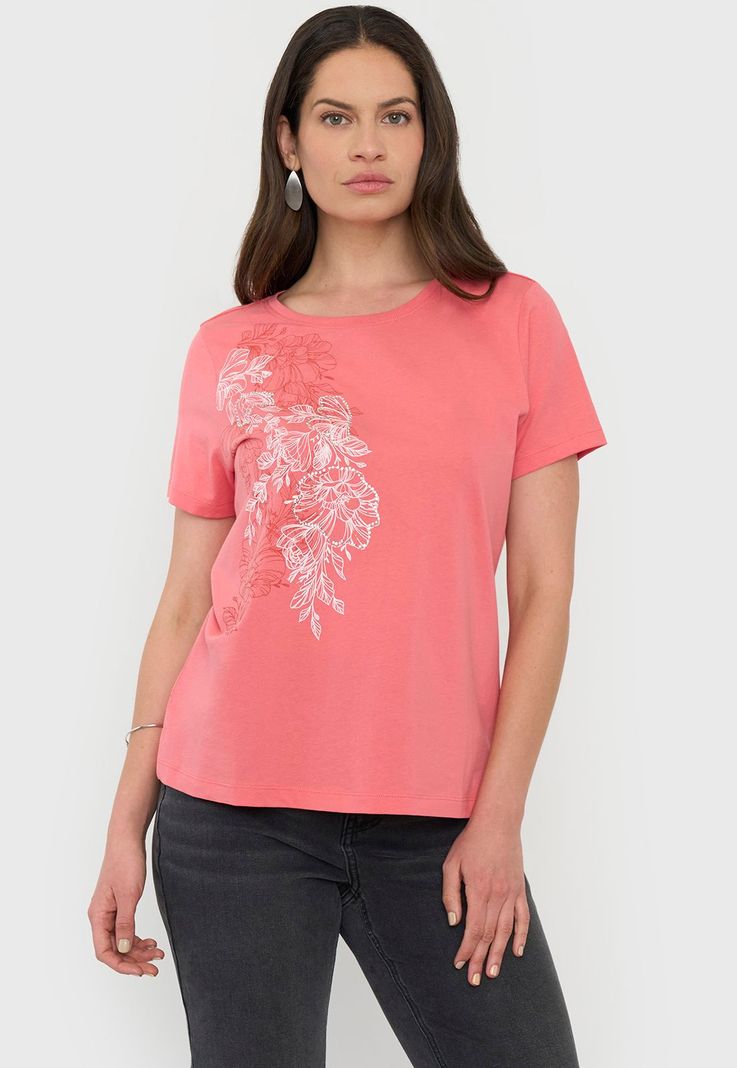 Polera Mujer M/C Focal Print Coral Corona-0