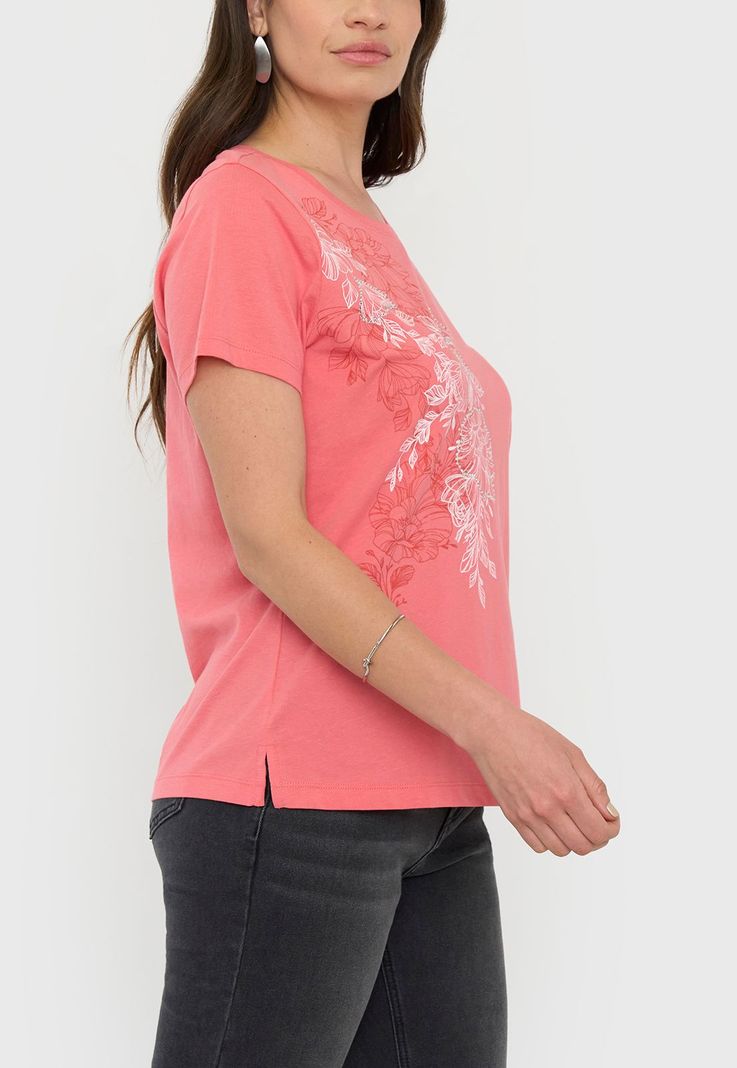 Polera Mujer M/C Focal Print Coral Corona-2
