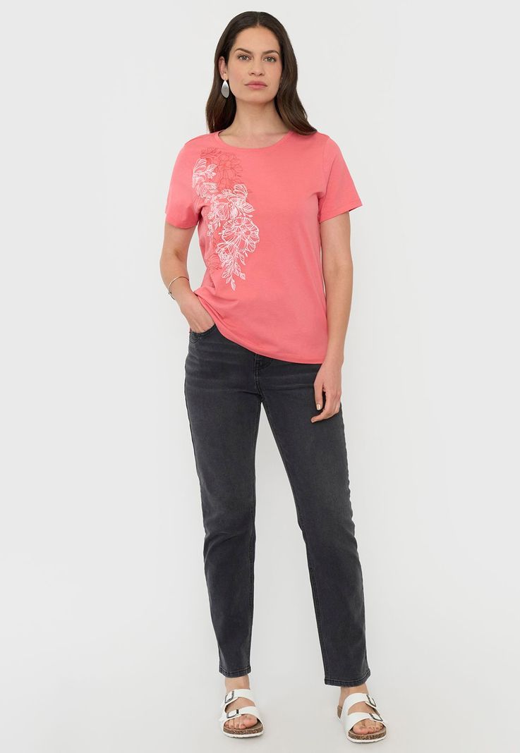 Polera Mujer M/C Focal Print Coral Corona-3