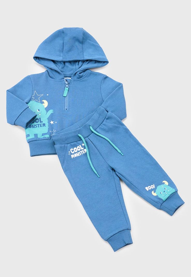 Conjunto Bebe Niño Hoodie Azul Corona-0