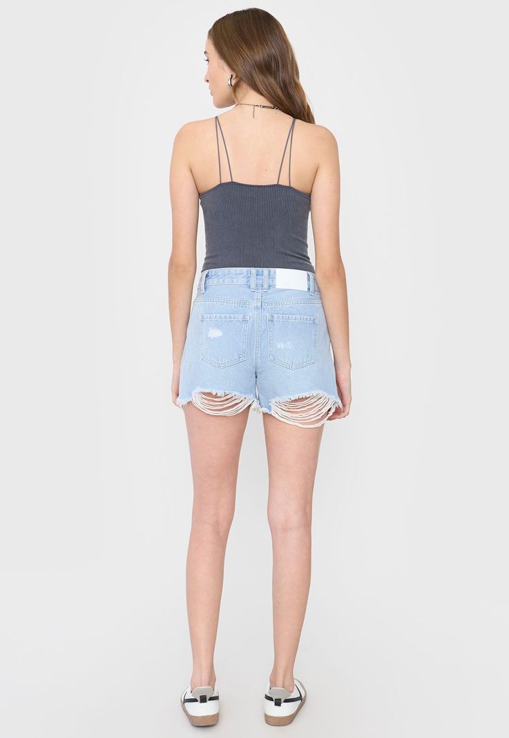 Short Mujer Bermuda Roturas Azul Claro Corona-2