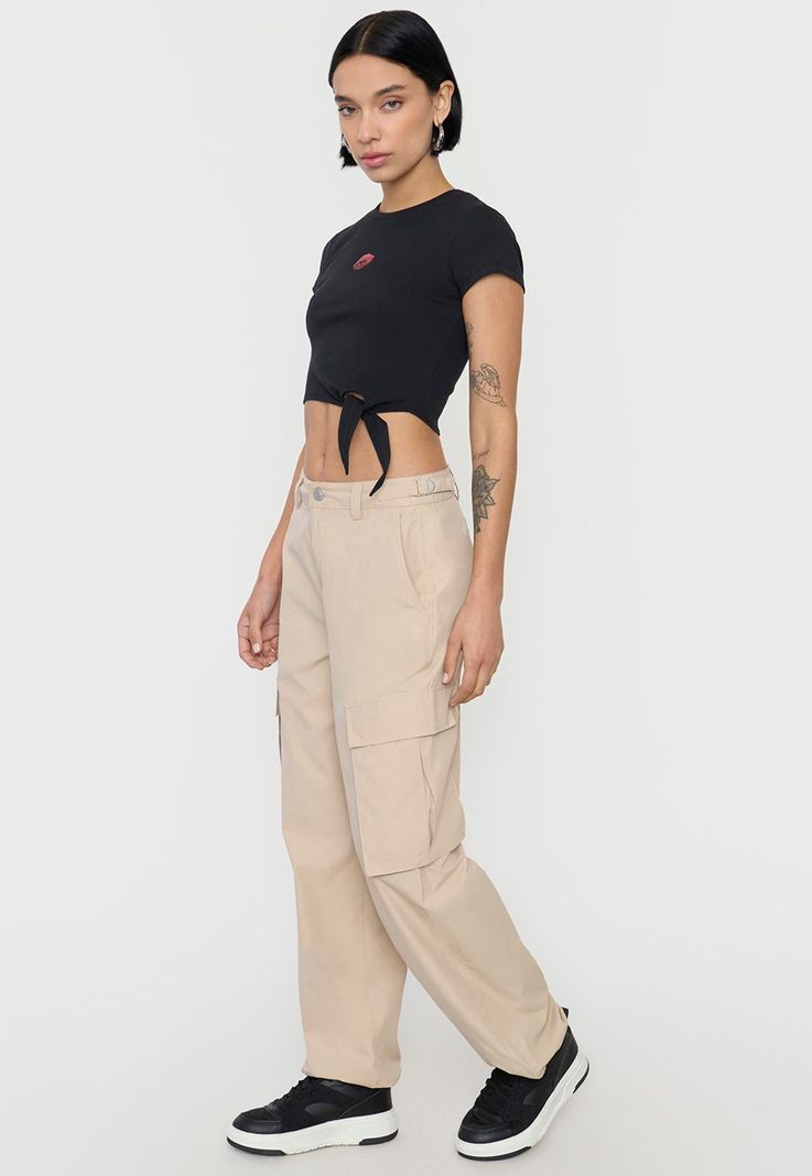 Pantalón Mujer Parachute Cargo Beige Ajustable Corona-3