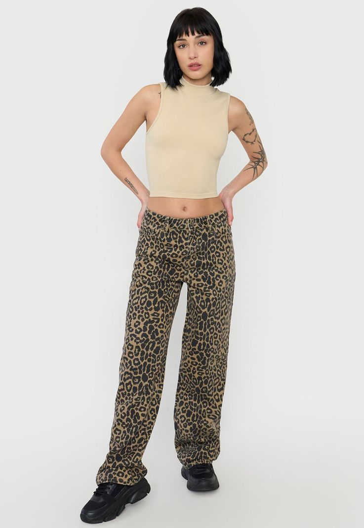 Jeans Mujer Fit Noventero Animal Print Café Corona-0