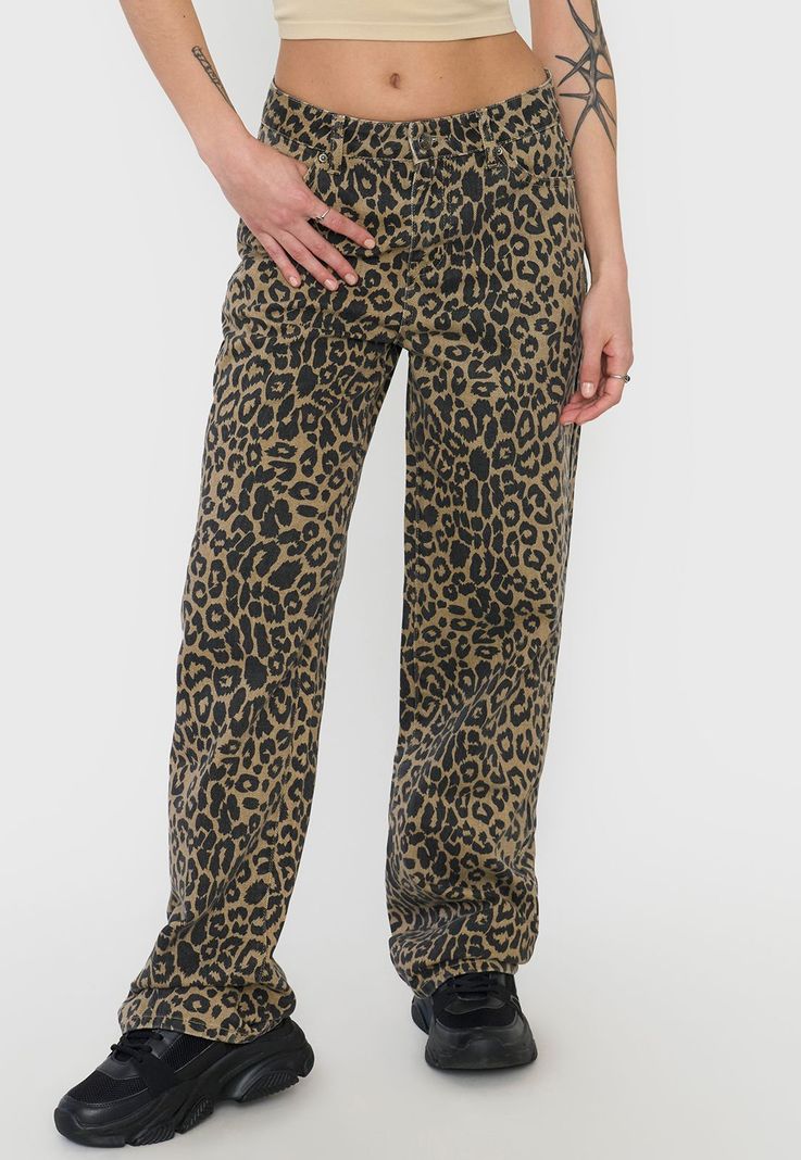 Jeans Mujer Fit Noventero Animal Print Café Corona-1
