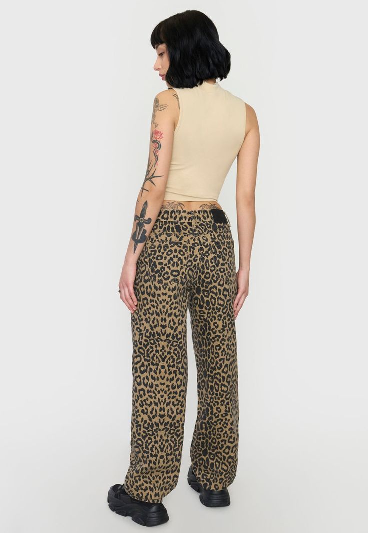 Jeans Mujer Fit Noventero Animal Print Café Corona-2