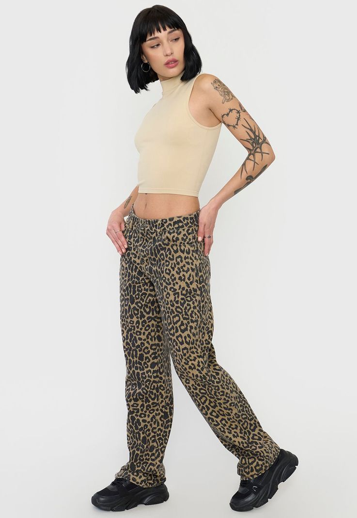 Jeans Mujer Fit Noventero Animal Print Café Corona-3