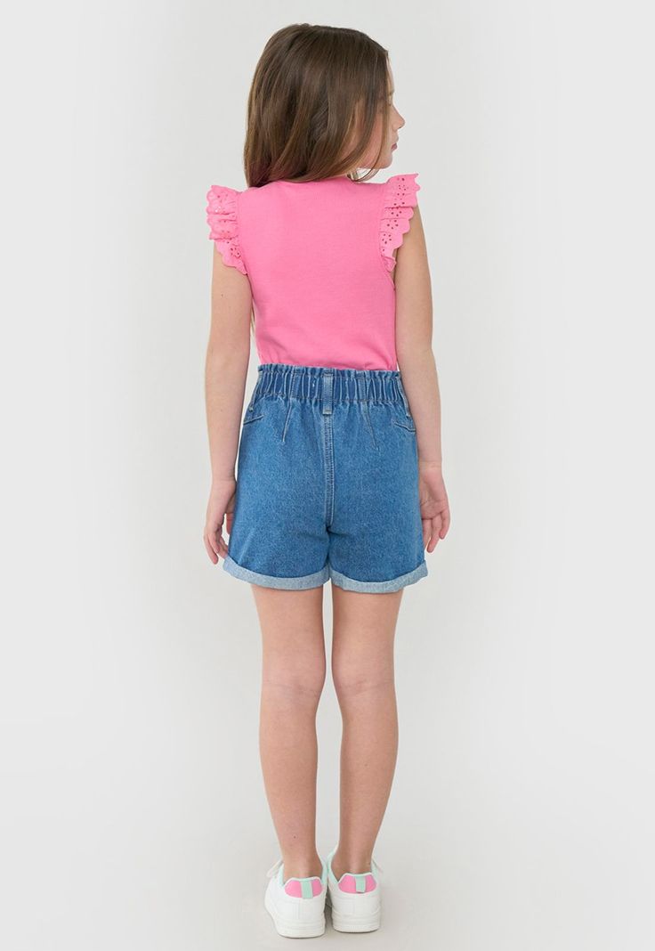 Short Niña Kids Core Azul Medio Corona-2