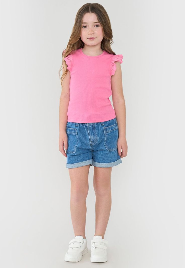 Short Niña Kids Core Azul Medio Corona-3