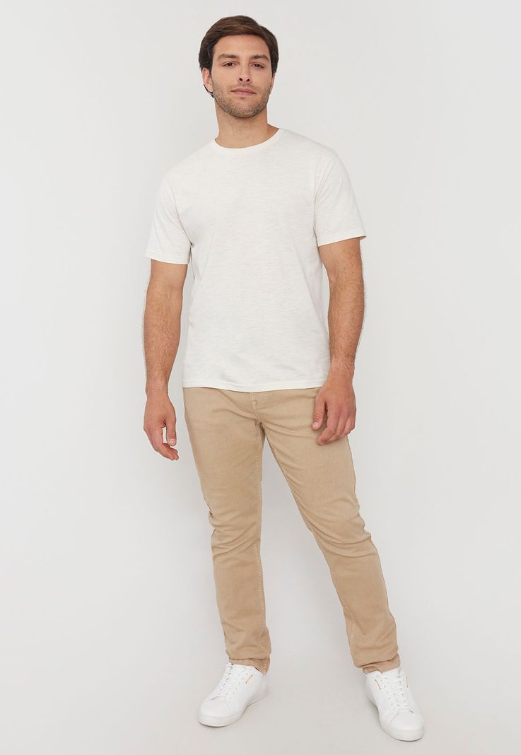 Pantalón Hombre Slim Fit 5 Pocket Camel Liso Corona-0