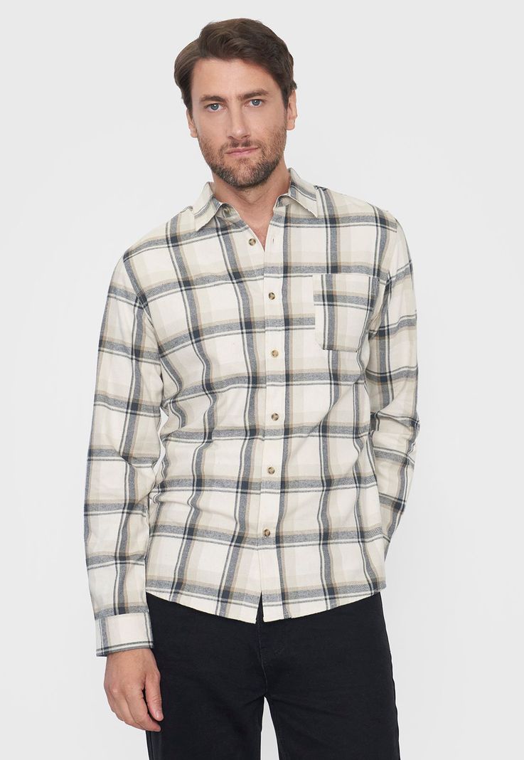 Camisa Hombre Franela Beige Corona-0