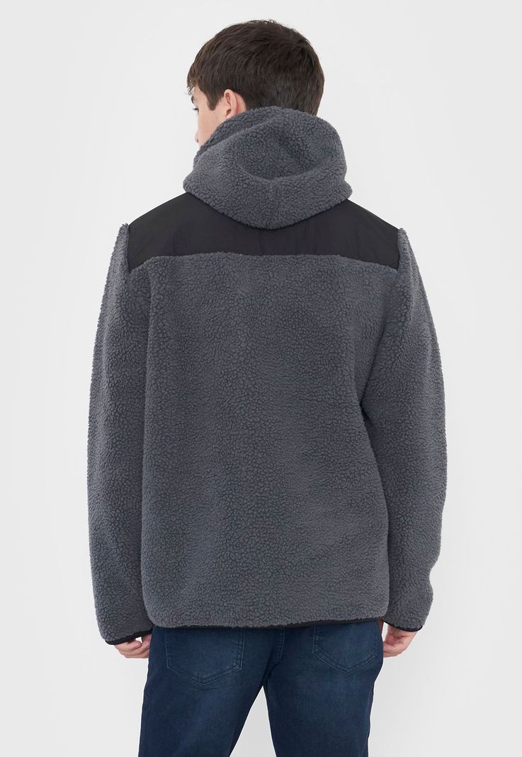 Casaca Hombre Sherpa Hoodie Gris Corona-1