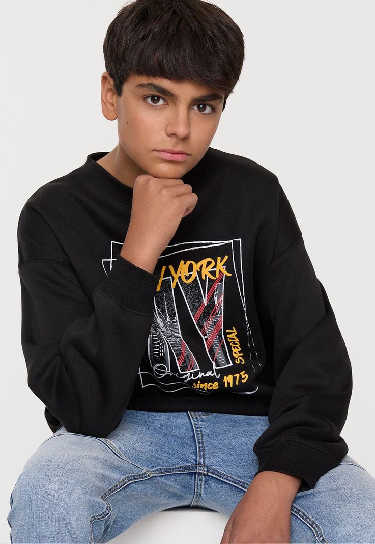 Polerón Niño Teen Pullover Sk Negro Corona-0
