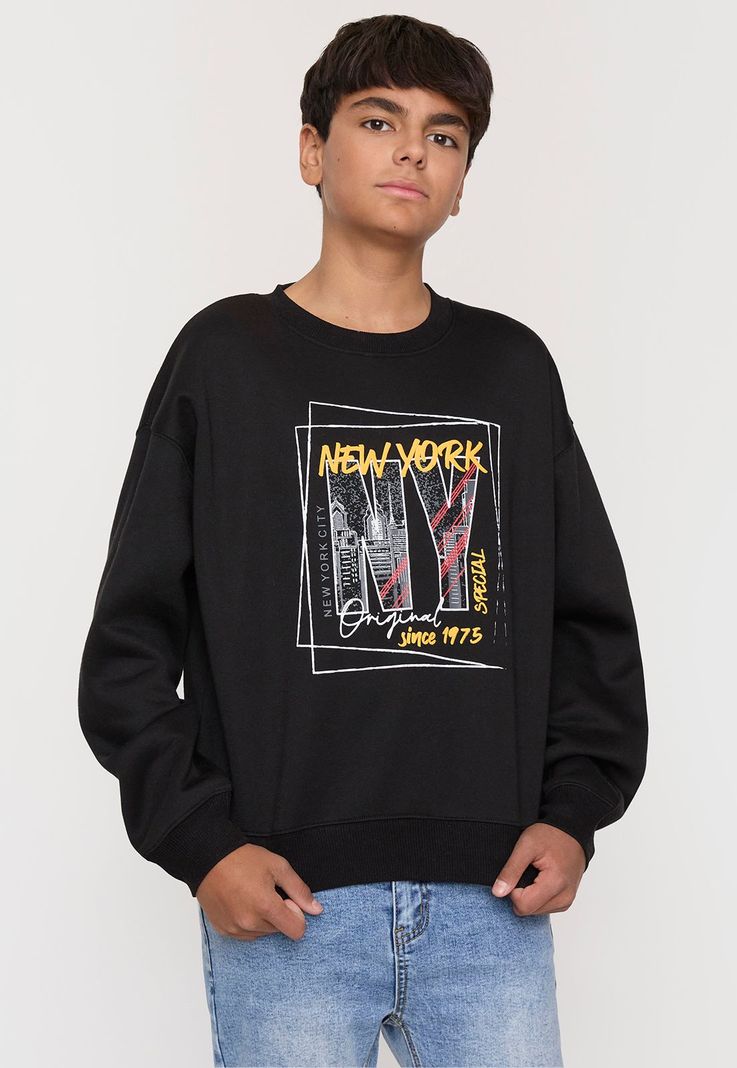 Polerón Niño Teen Pullover Sk Negro Corona-1