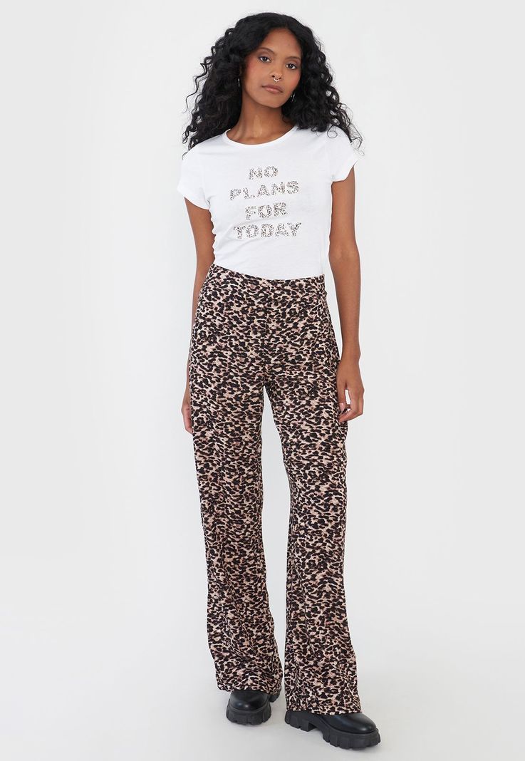 Pantalón Mujer Viscosa Animal Print Café Corona-0