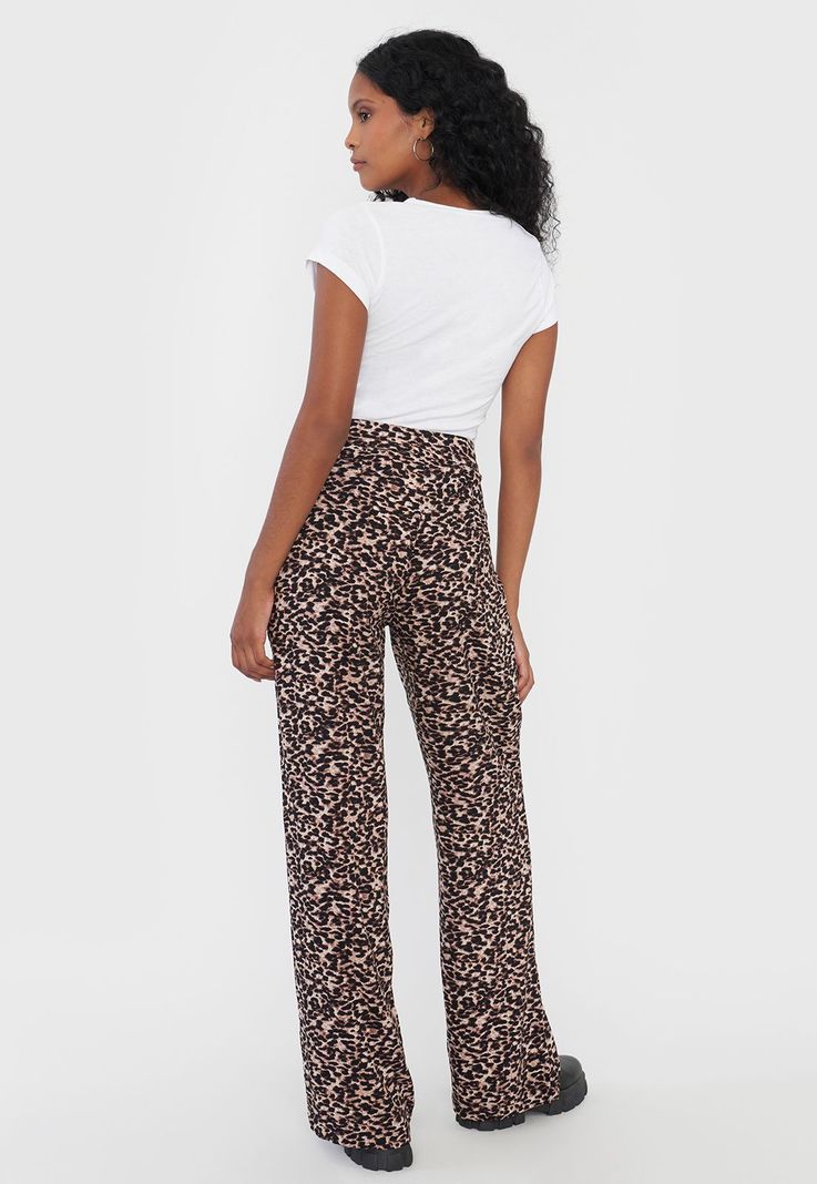 Pantalón Mujer Viscosa Animal Print Café Corona-2