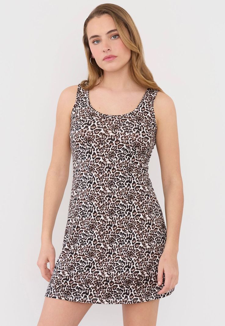 Vestido Mujer Corto Pabilo Ancho Animal Print Corona-0