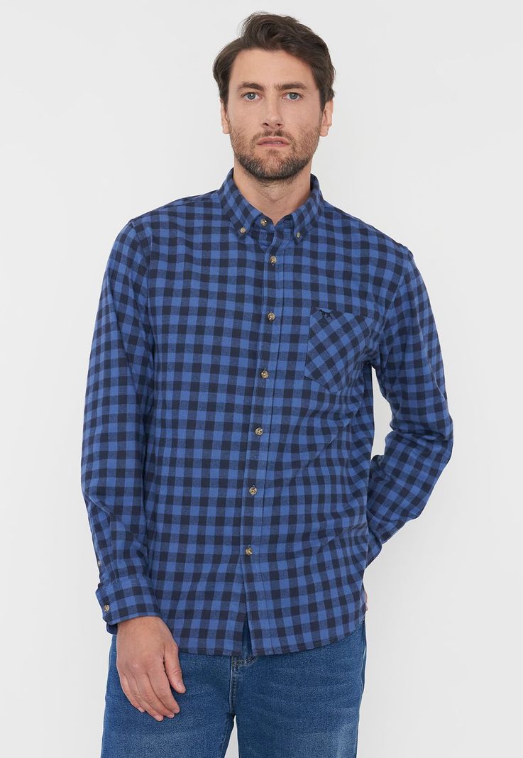 Camisa Hombre Franela Navy Corona-0