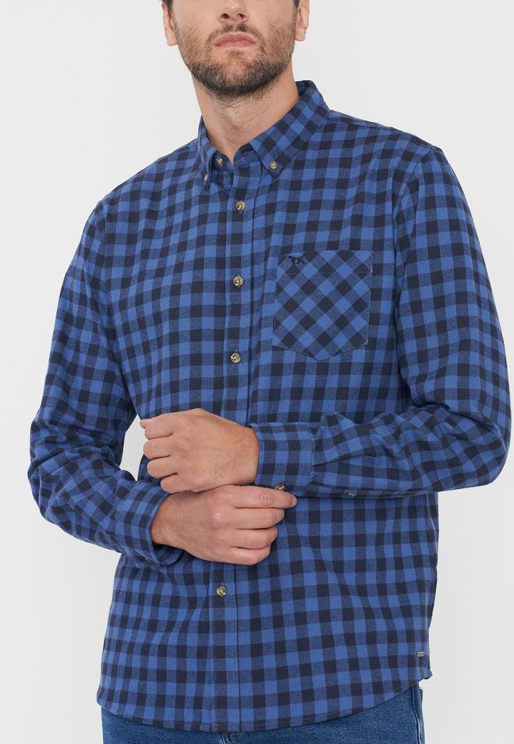 Camisa Hombre Franela Navy Corona-2