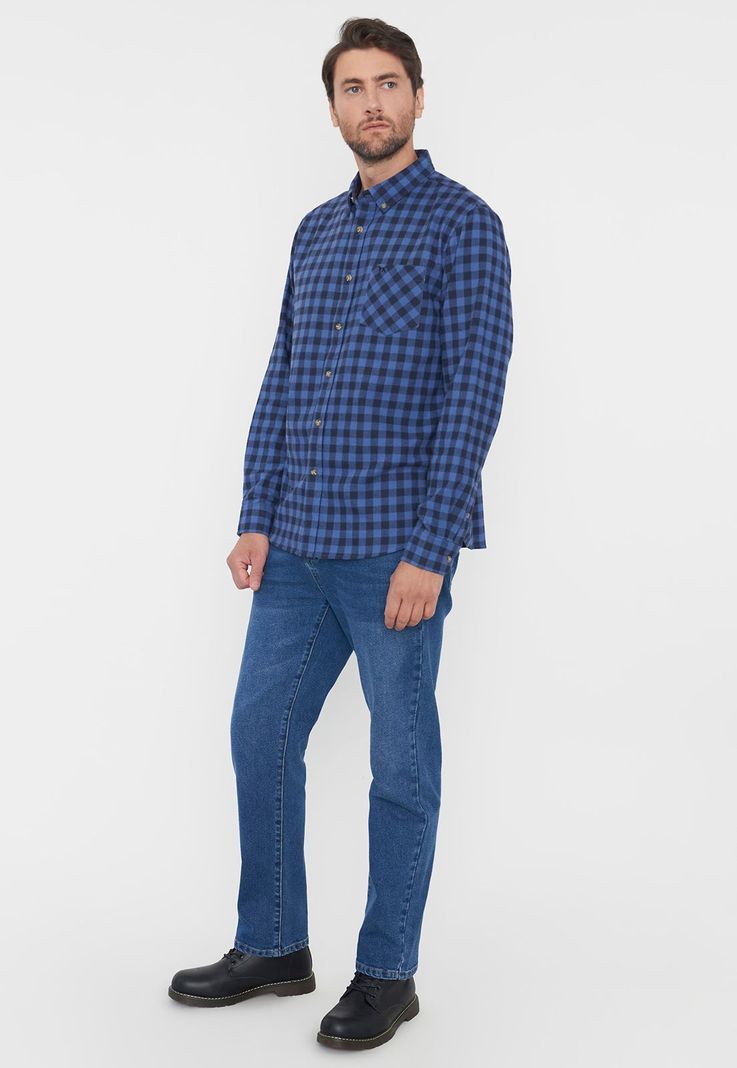 Camisa Hombre Franela Navy Corona-3