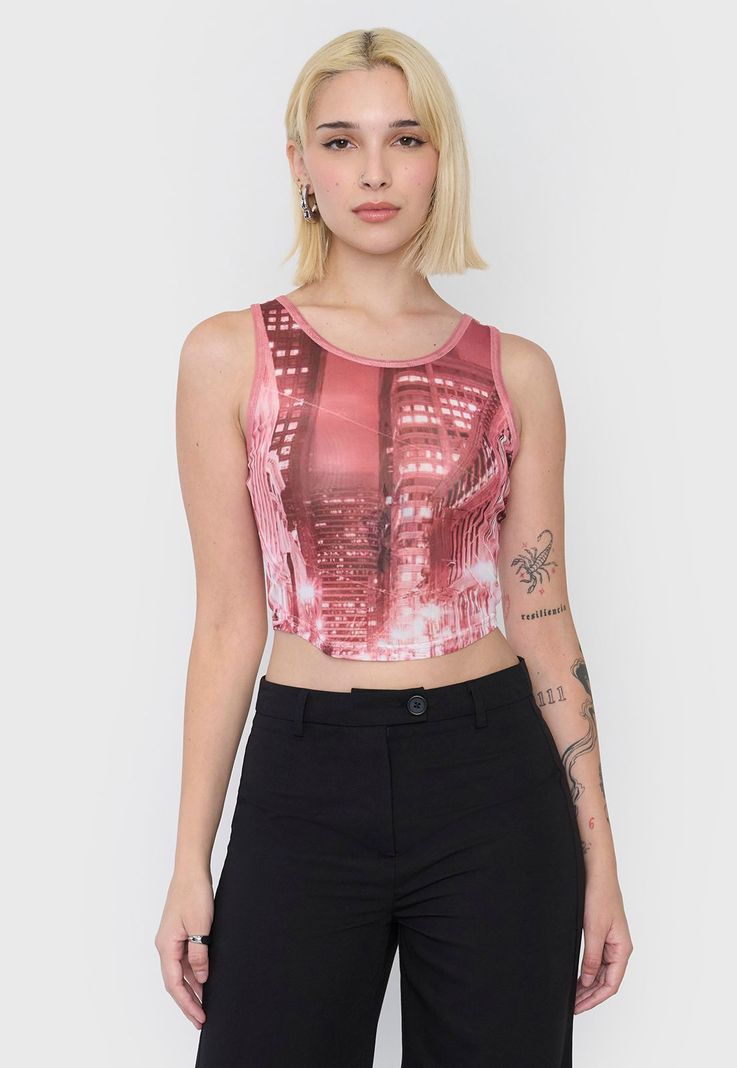 Polera Mujer Malla Sin Mangas Negro Corona-0