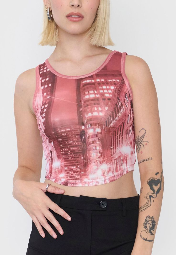 Polera Mujer Malla Sin Mangas Negro Corona-2