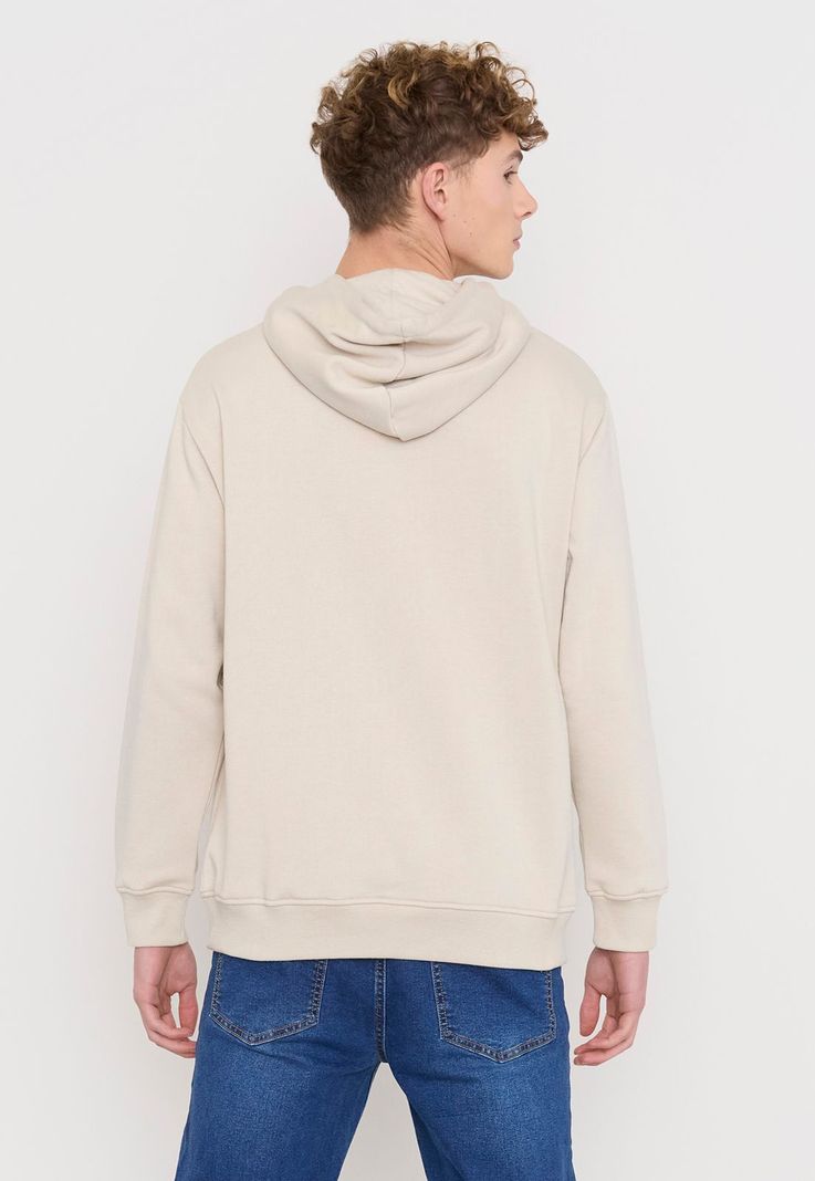 Polerón Hombre Hoodie Liso Ecru Corona-1