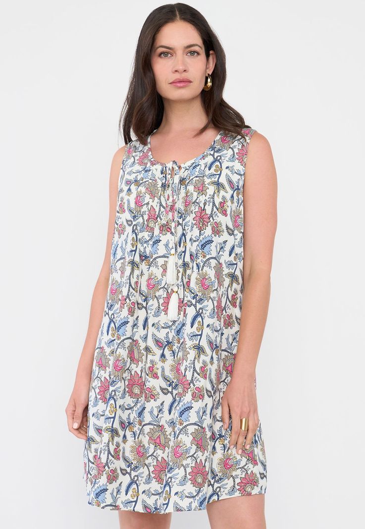 Vestido Mujer Corto Amarras Ecru Corona-0