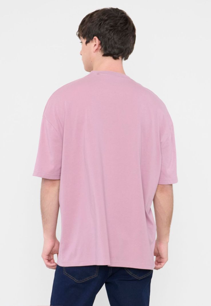 Polera Hombre Oversize Lisa Color Rosado Corona-1