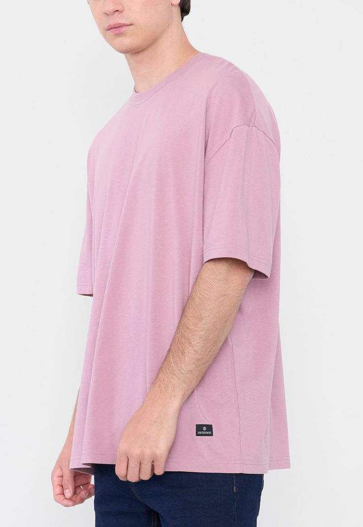 Polera Hombre Oversize Lisa Color Rosado Corona-2