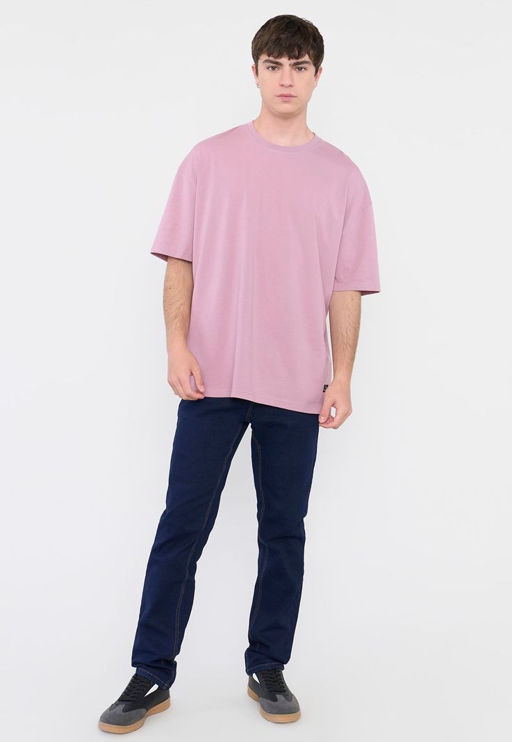 Polera Hombre Oversize Lisa Color Rosado Corona-3