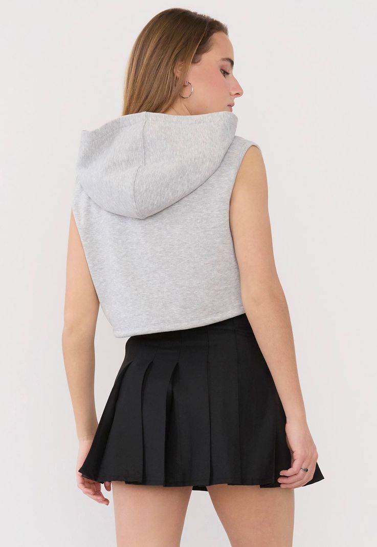 Polerón Mujer Hoddie Sin Mangas Gris Melange Corona-2