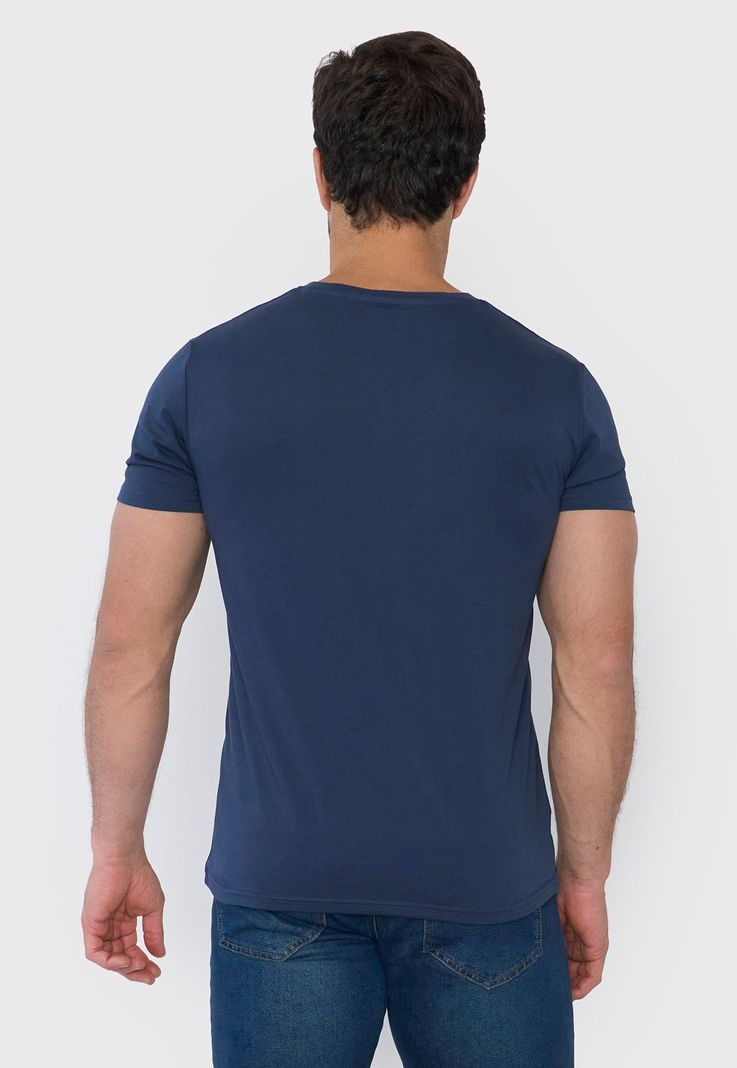 Polera Hombre V-Neck Azul Corona-1