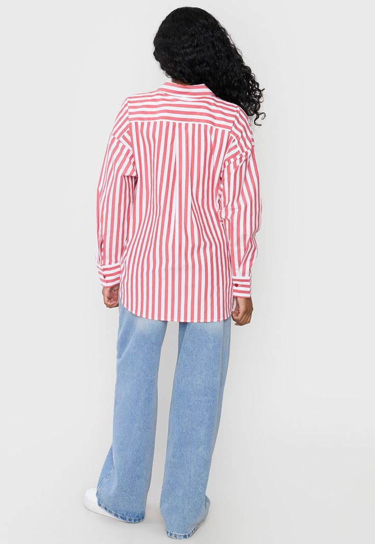 Blusa Mujer Camisera Rayas Rojo Corona-1