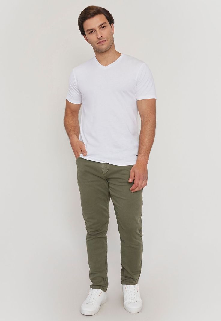 Pantalón Hombre Slim Fit Verde 5 Pocket Corona-0